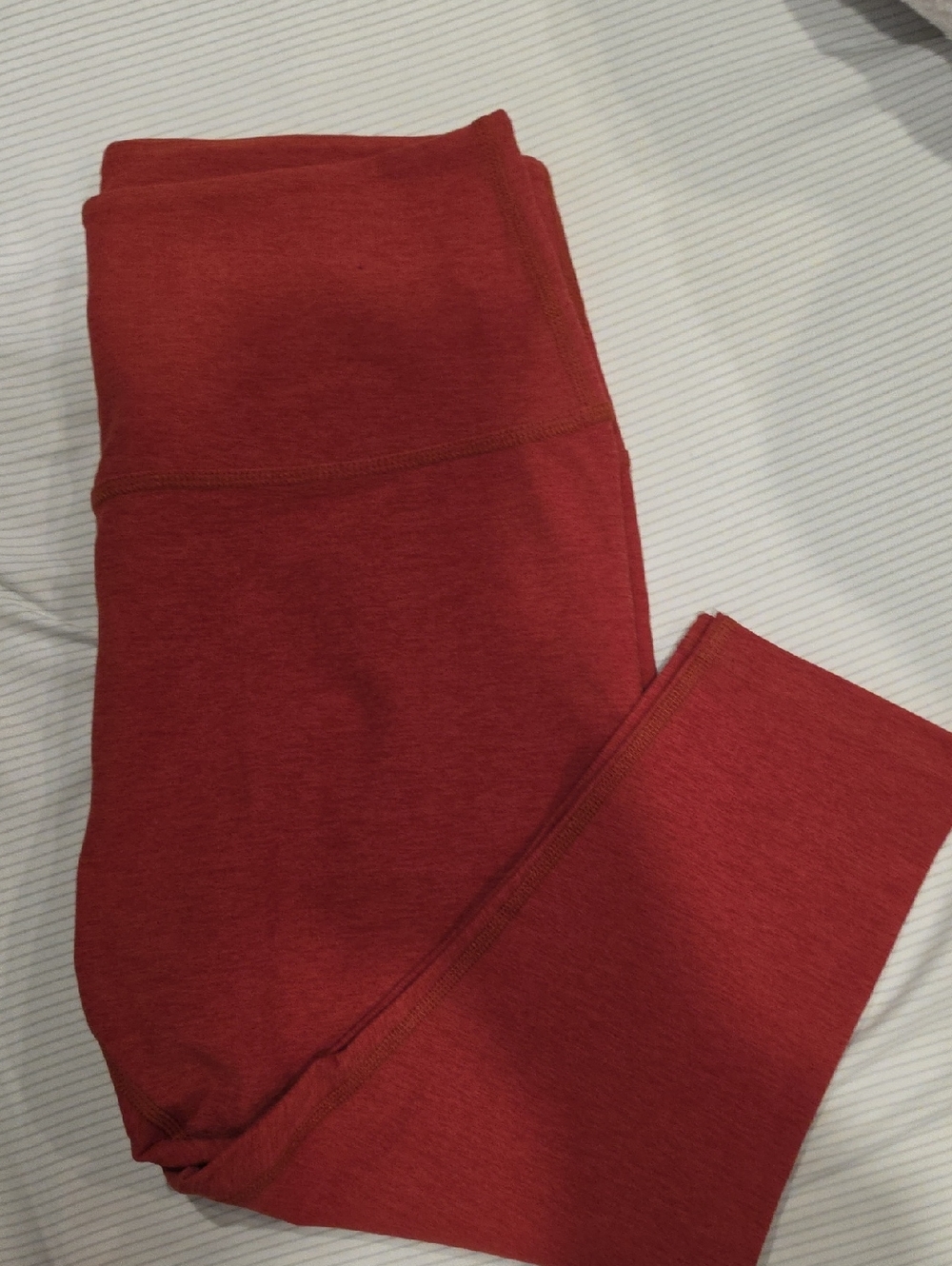 Beyond Yoga Heathered Rust-red High-Rise Cropped Leggings